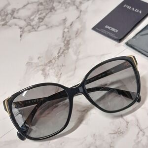Prada Black Cat Eye SPR 01OSA Acetate Sunglasses